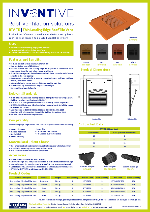 RTV-TEBL product manual