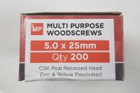 Multi Purpose Screws 5 x 25mm 200 Per Box