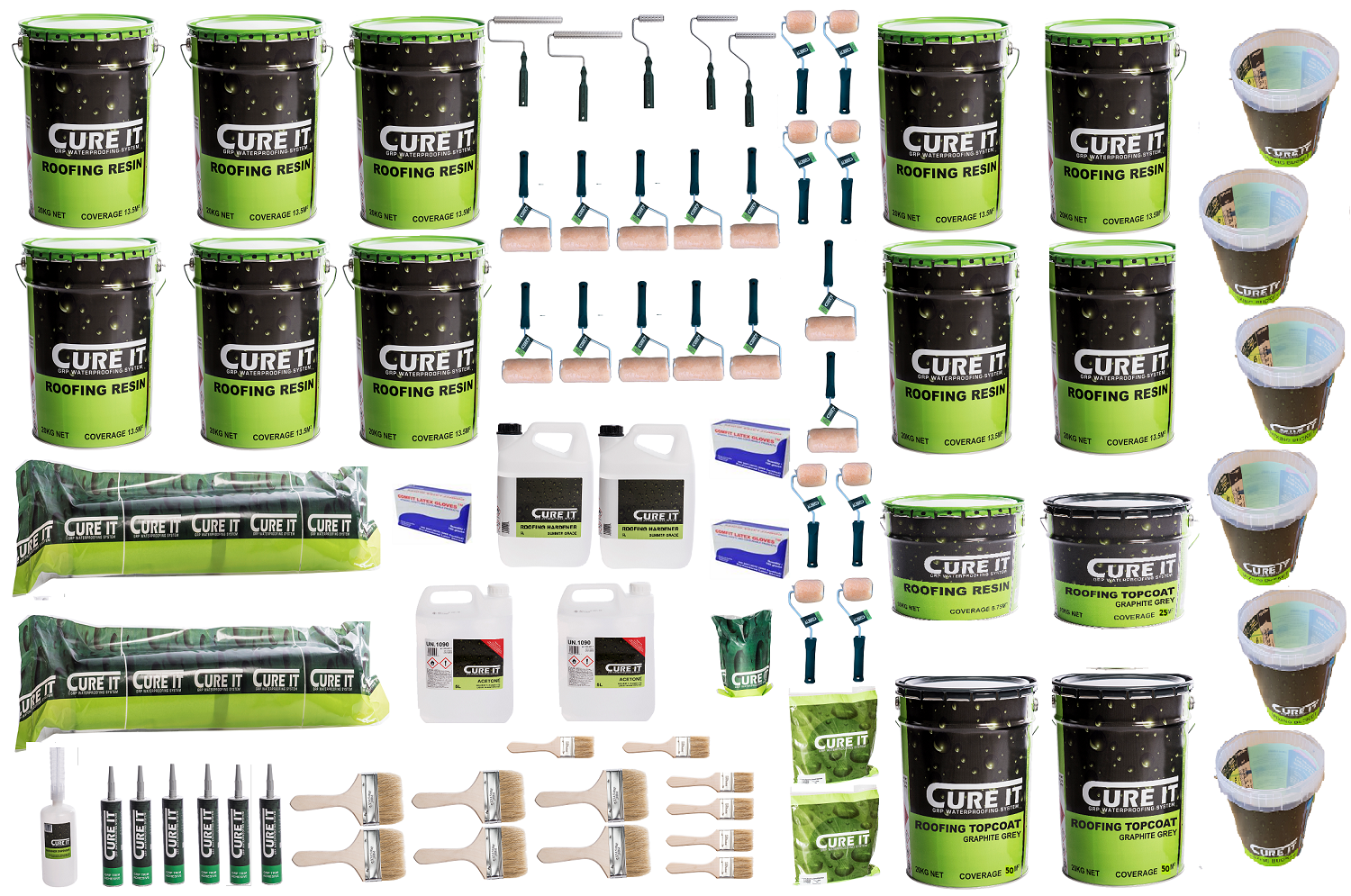 100m² Cure It 600g GRP Fibreglass Roofing Kit (Graphite Grey)