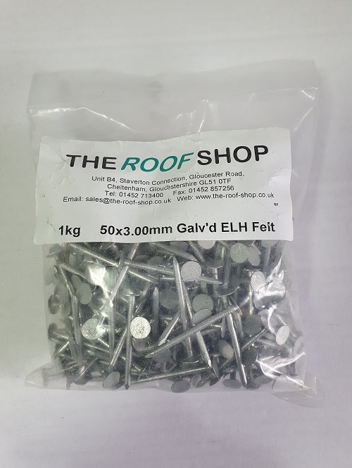 50 x 3.00mm Galv ELH Felt Nails 1kg