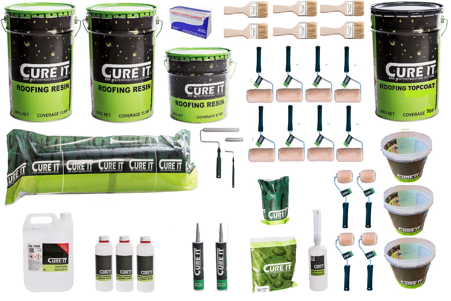 30m² Cure It GRP Fibreglass Roofing Kit Sherwood Green